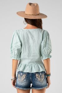 Lace Up Peplum Top sold by Miss Me
