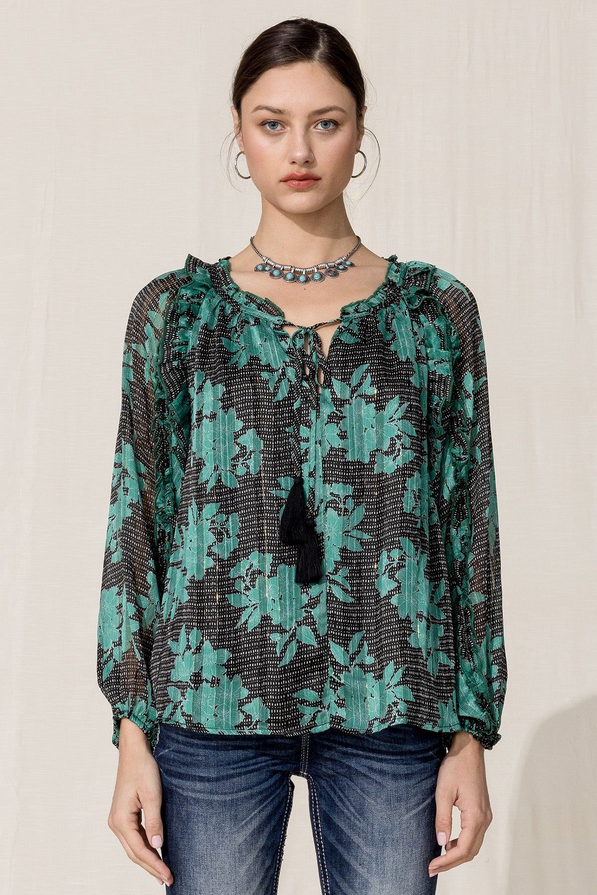 Floral Print Blouse sold by Miss Me product image thumbnail 2