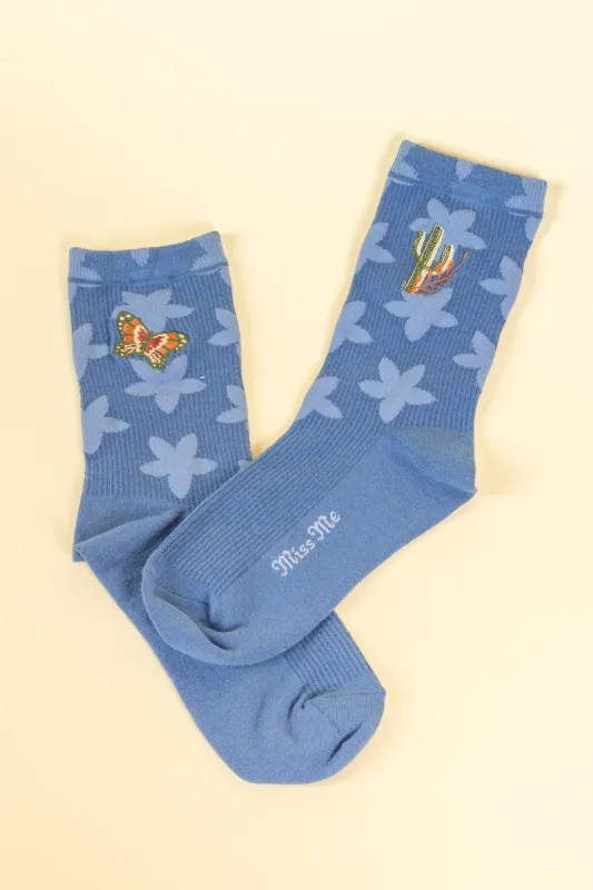 Free Cactus Butterfly Flower Crew Socks sold by Miss Me