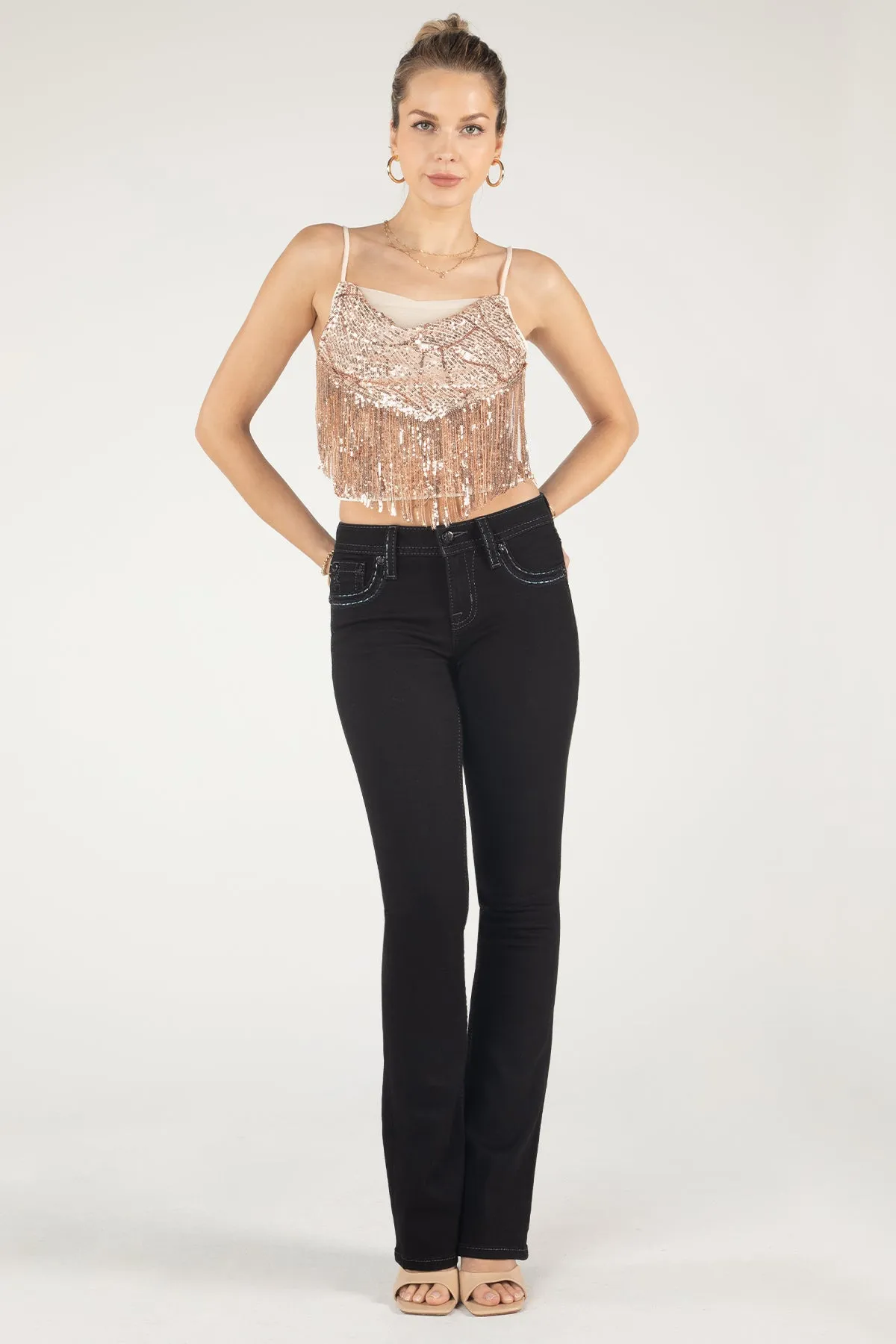 Fringe Sequin Crop Top sold by Miss Me product image thumbnail 5