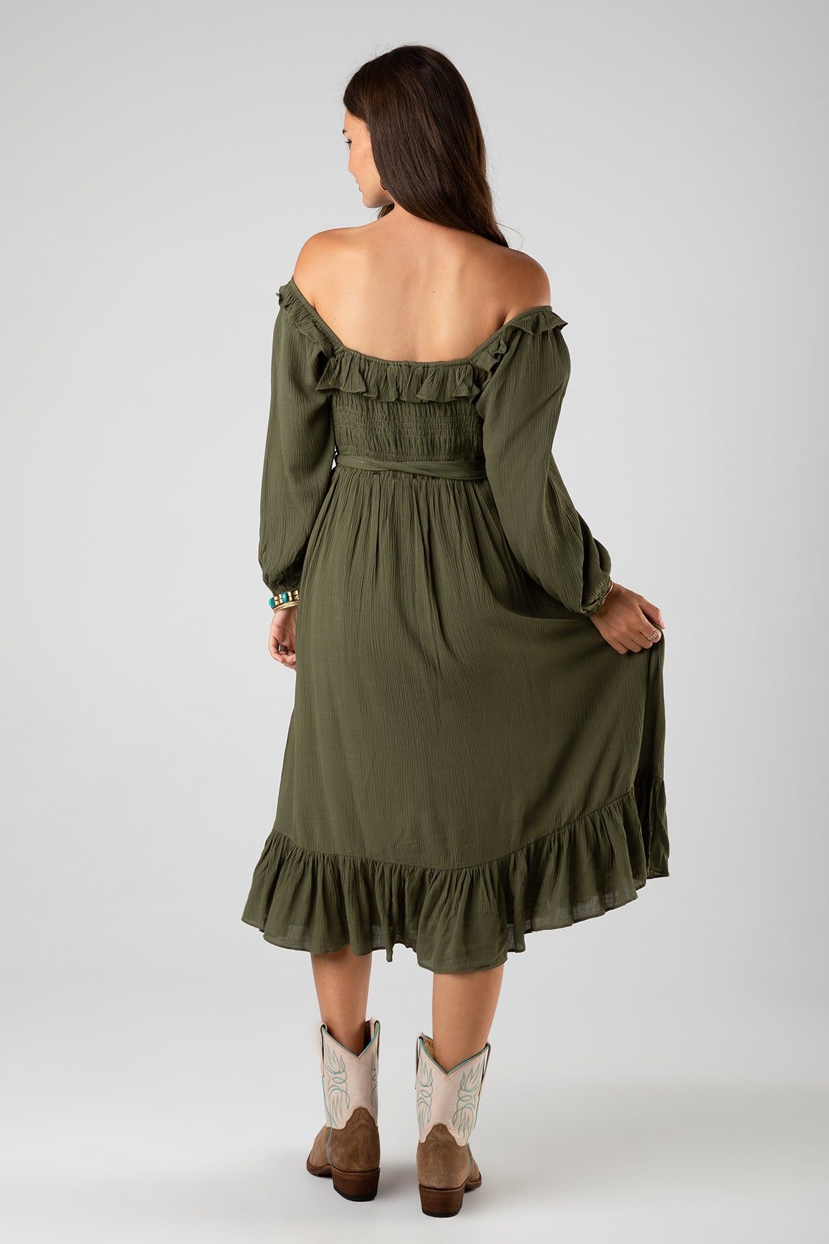 Smocked Olive Midi Dress sold by Miss Me product image thumbnail 2