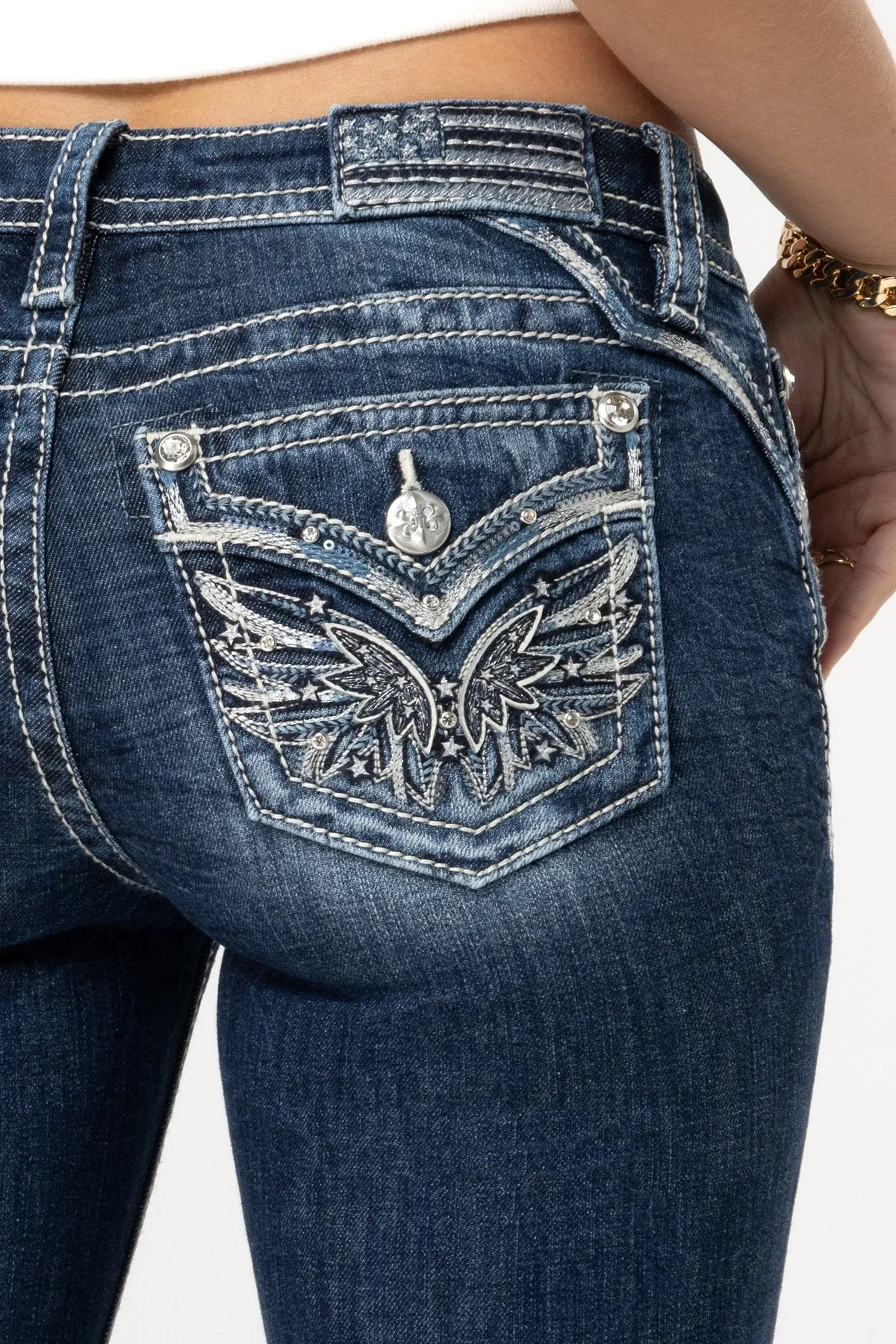 Angel Ever After Bootcut Jeans sold by Miss Me