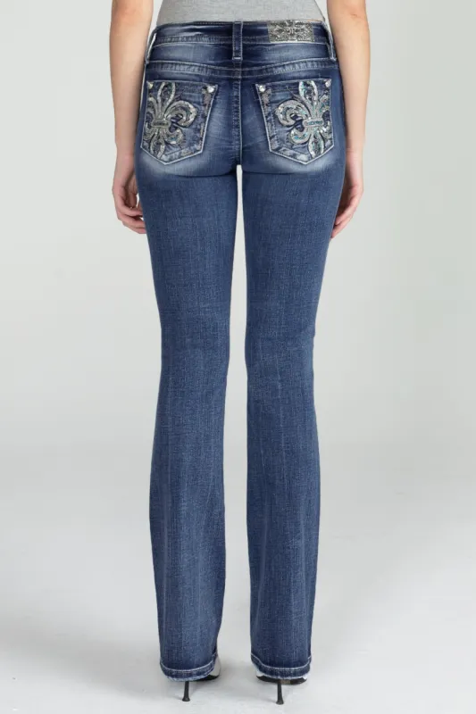 Fleur De Lis Turquoise Denim sold by Miss Me