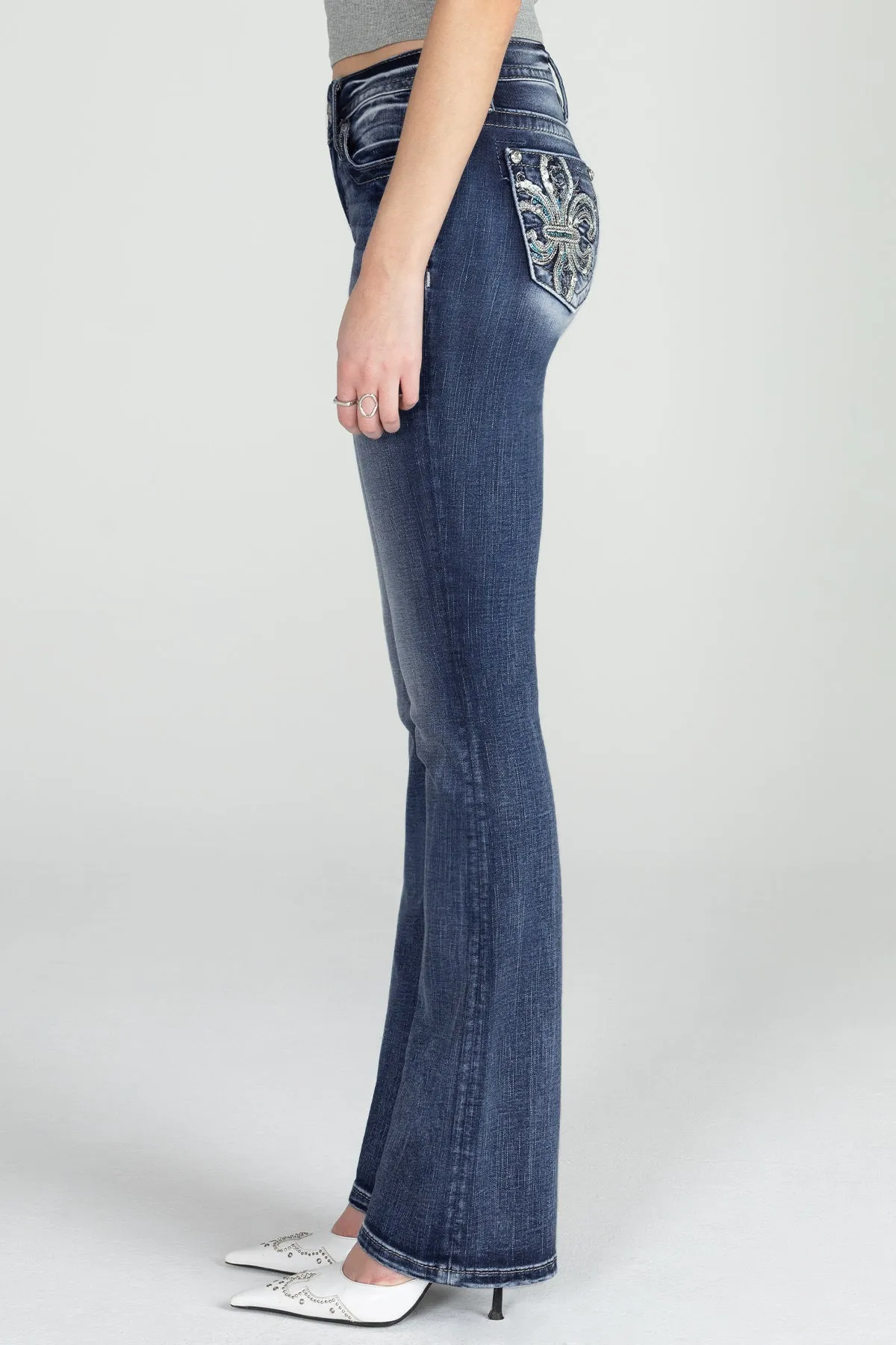 Fleur De Lis Turquoise Denim sold by Miss Me product image thumbnail 3