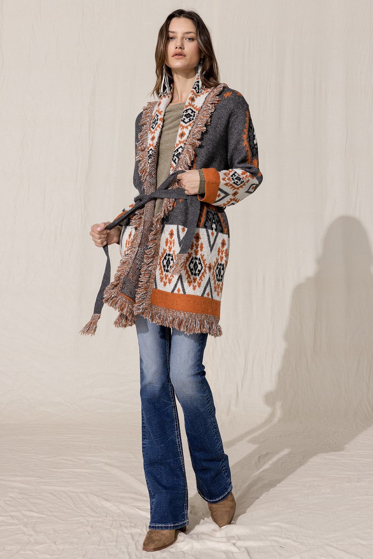 Aztec Fringe Cardigan sold by Miss Me product image thumbnail 4