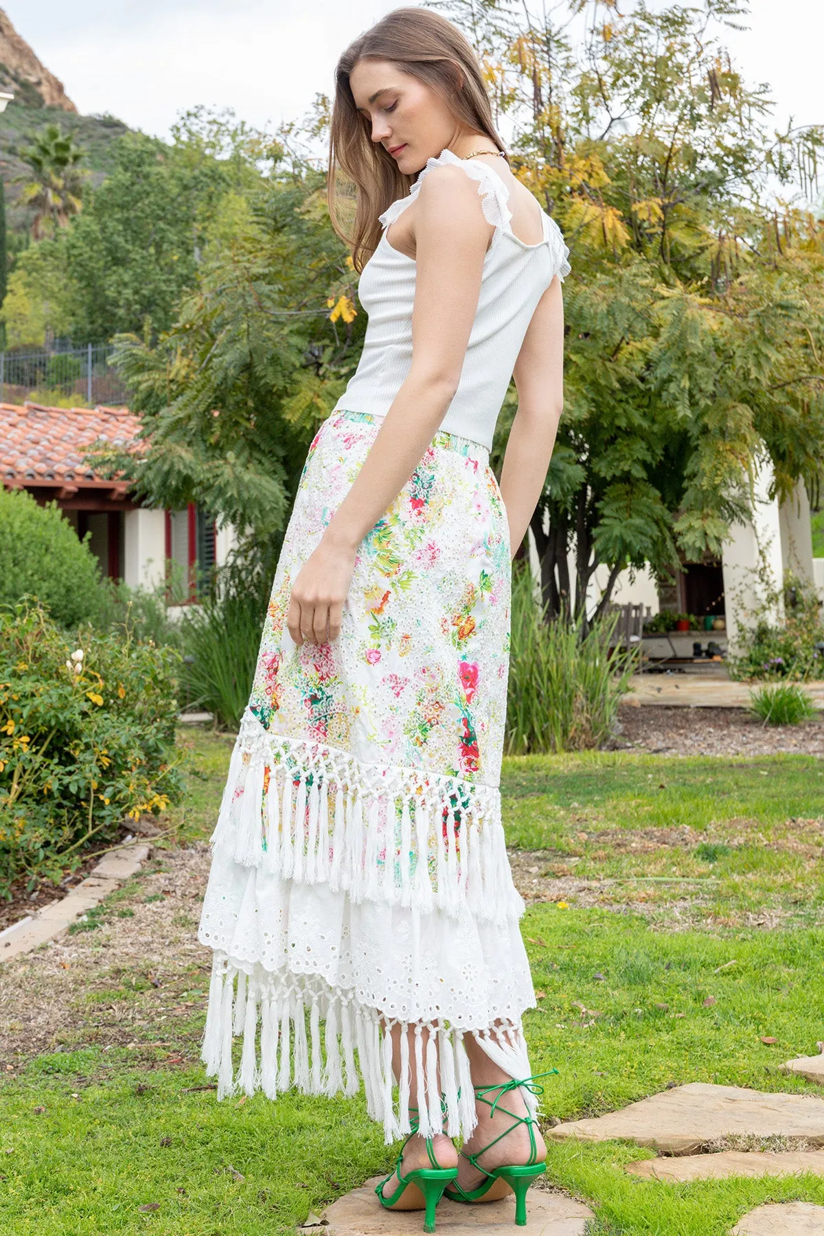 Cropped Ribbed Mesh Ruffle Detailed Tank sold by Miss Me product image thumbnail 4