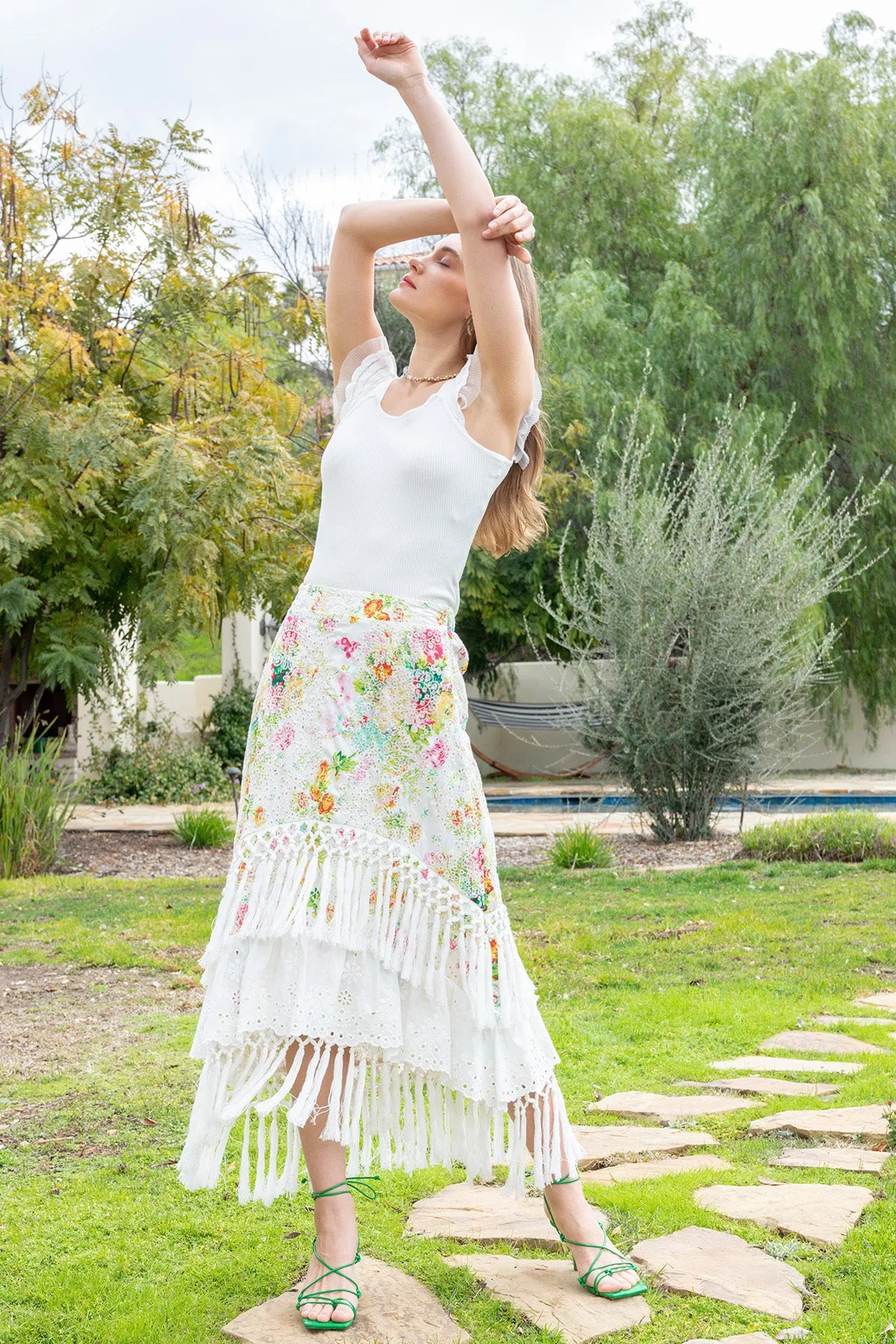 Cropped Ribbed Mesh Ruffle Detailed Tank sold by Miss Me product image thumbnail 3