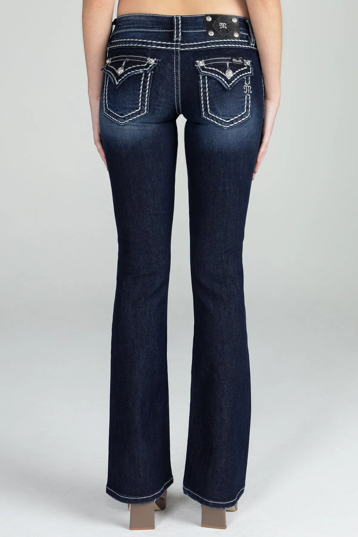 Loose Saddle Stitch Border Bootcut Jeans sold by Miss Me