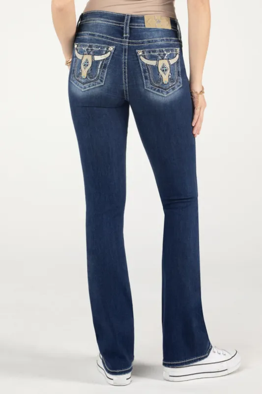 Sequin Swirl Longhorn Bootcut Jeans sold by Miss Me