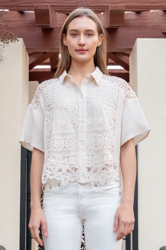 Cropped Crochet Shirt sold by Miss Me