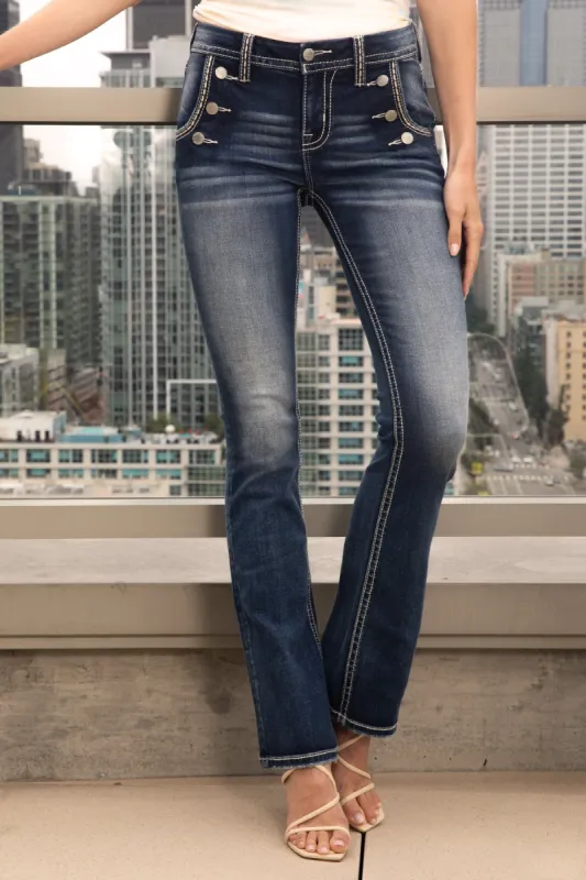Front Button Bootcut Jeans sold by Miss Me