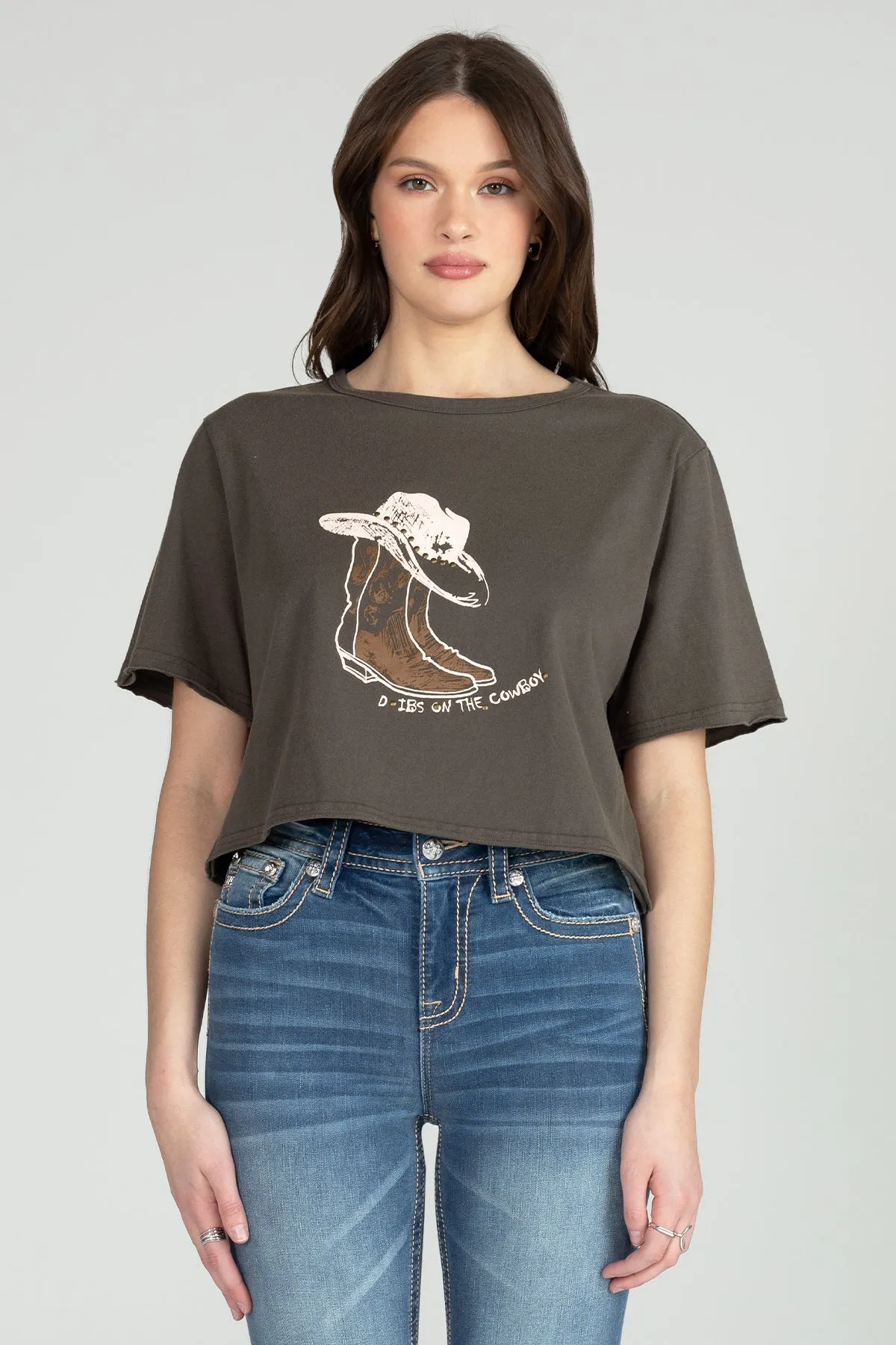 Dibs On The Cowboy Crop Tee sold by Miss Me product image thumbnail 3