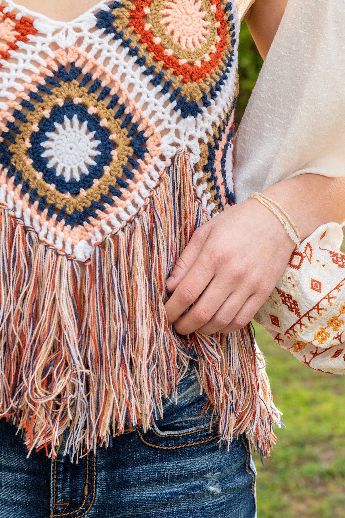 Crochet Fringe Tank Top sold by Miss Me product image thumbnail 2