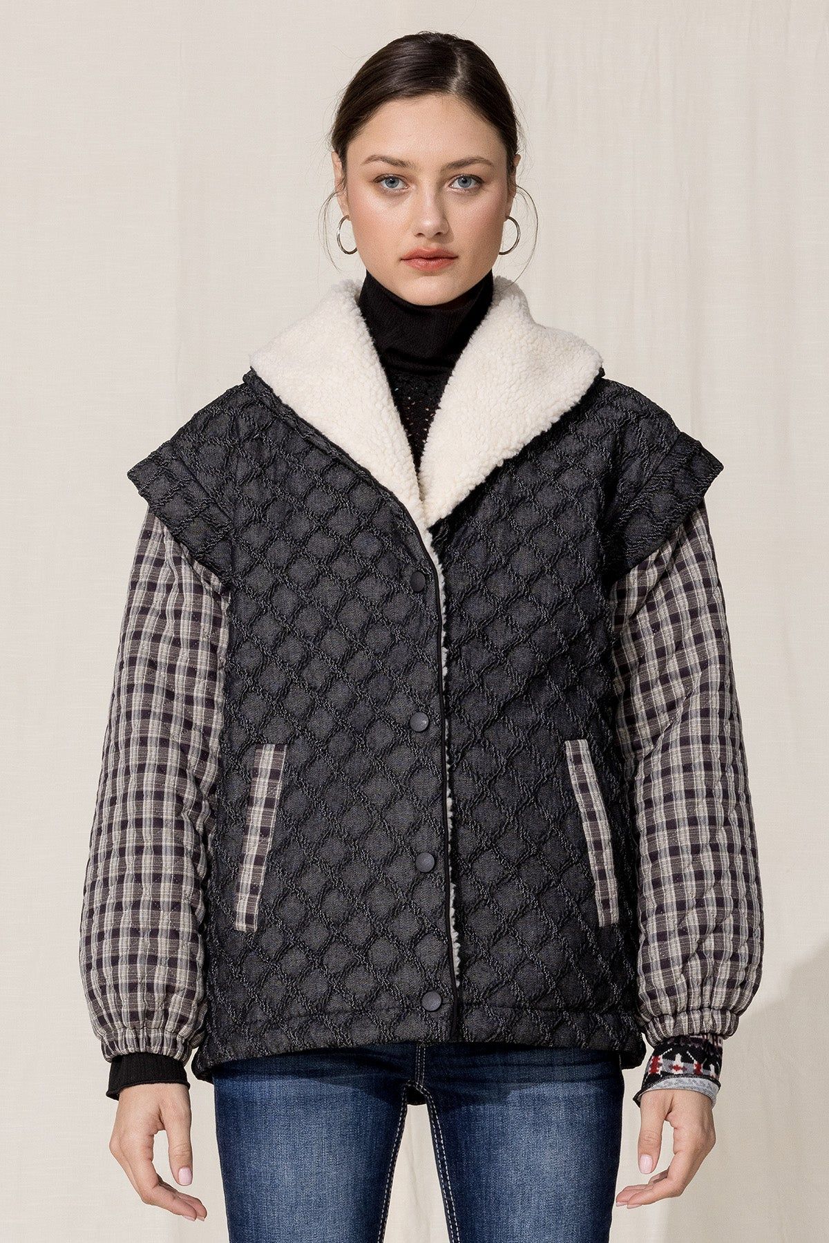 Button Down Sherpa Jacket sold by Miss Me product image thumbnail 2