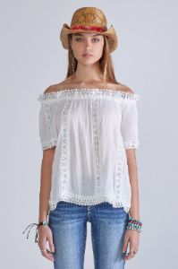 Off the Shoulder Lace Top sold by Miss Me