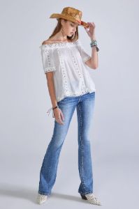 Off the Shoulder Lace Top sold by Miss Me
