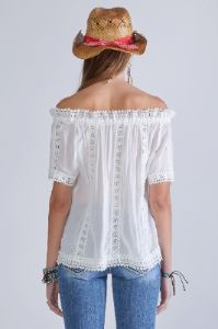 Off the Shoulder Lace Top sold by Miss Me