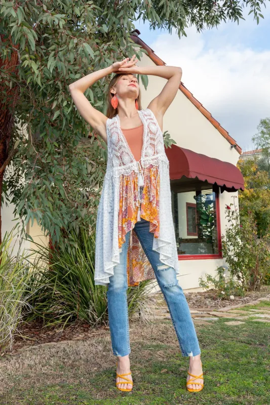 Ditzy Floral Crochet Lace Vest sold by Miss Me