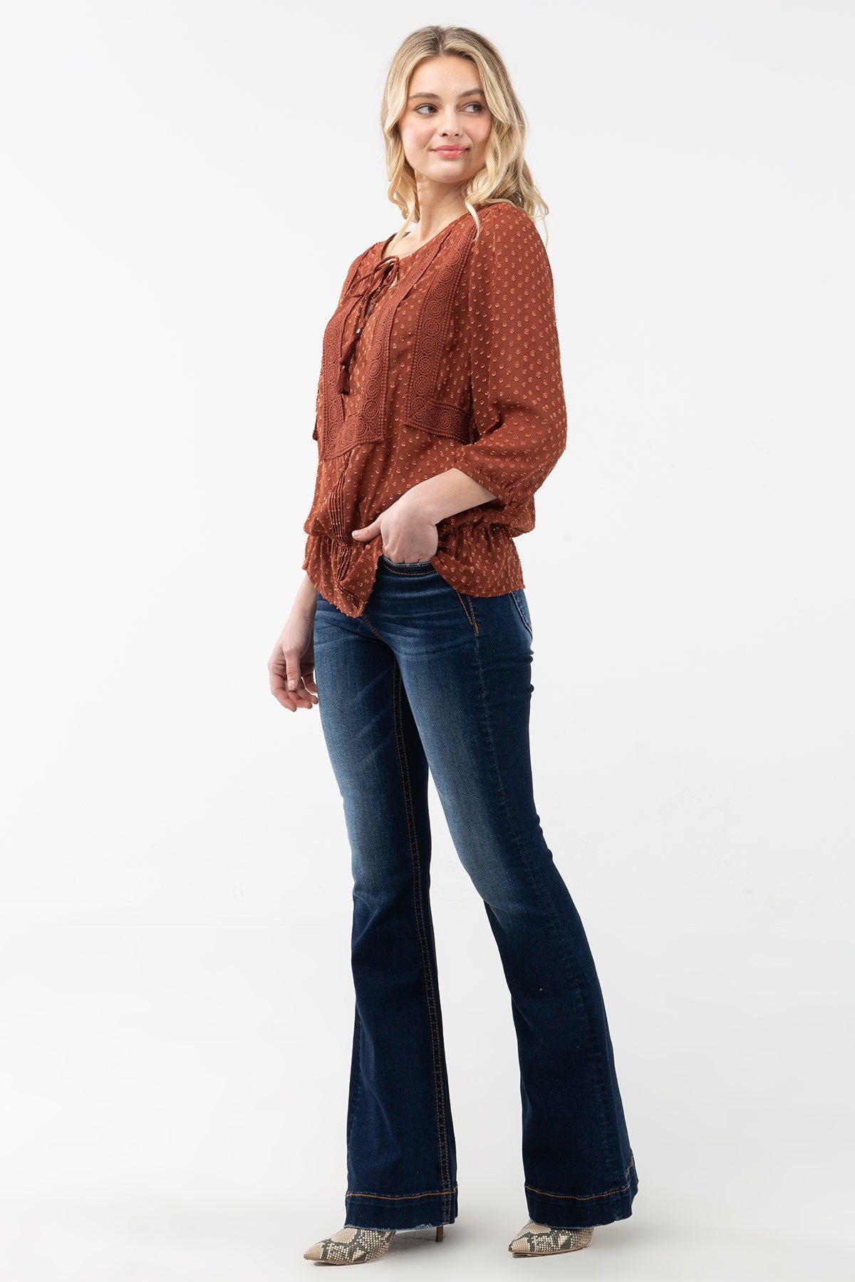 Swiss Dot Chiffon Blouse sold by Miss Me product image thumbnail 4