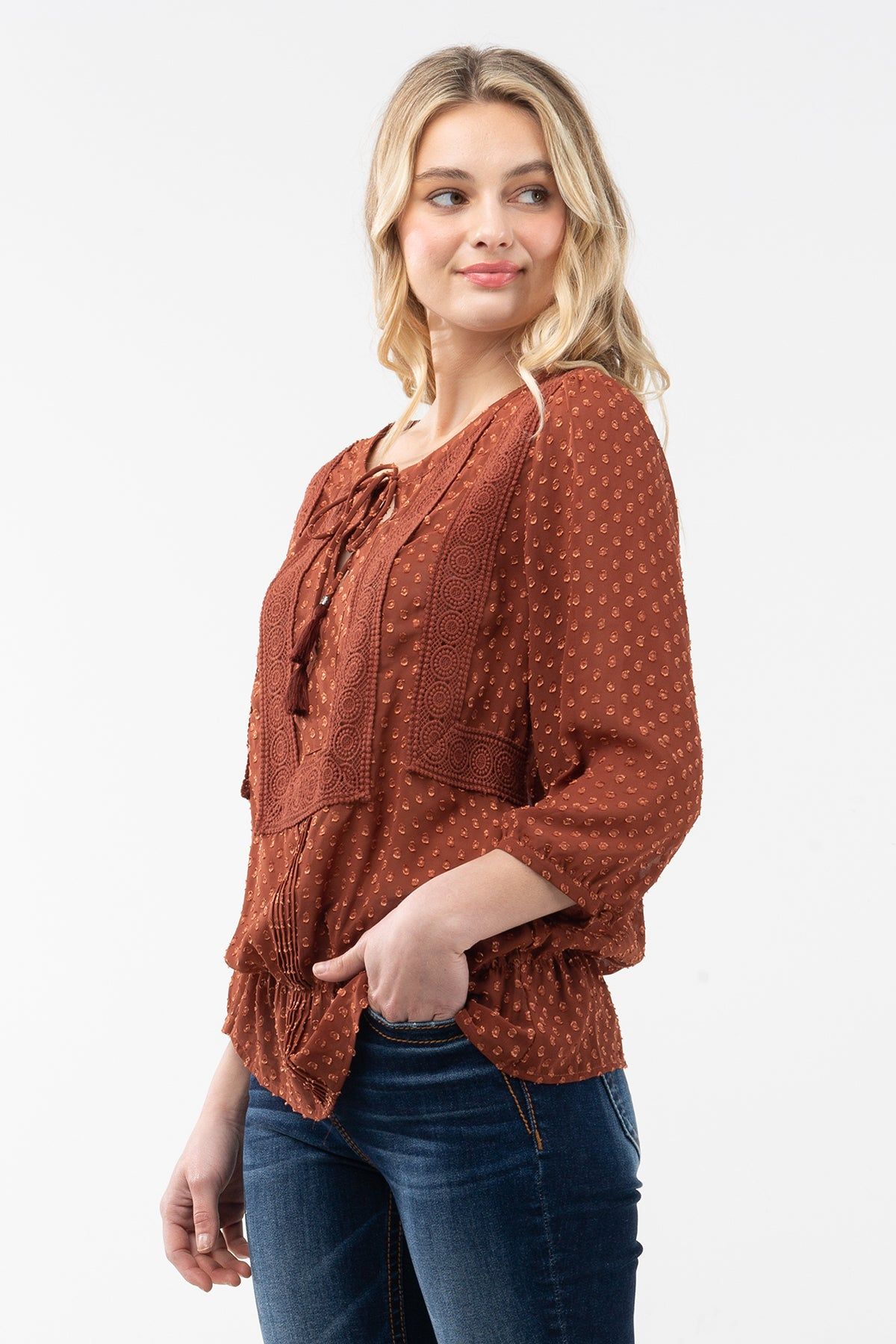 Swiss Dot Chiffon Blouse sold by Miss Me product image thumbnail 3