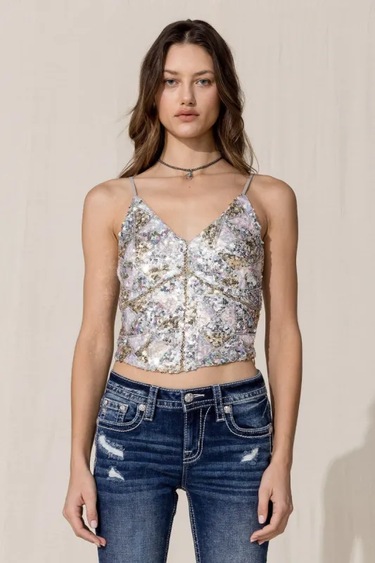 Strappy Sequin Crop Top sold by Miss Me