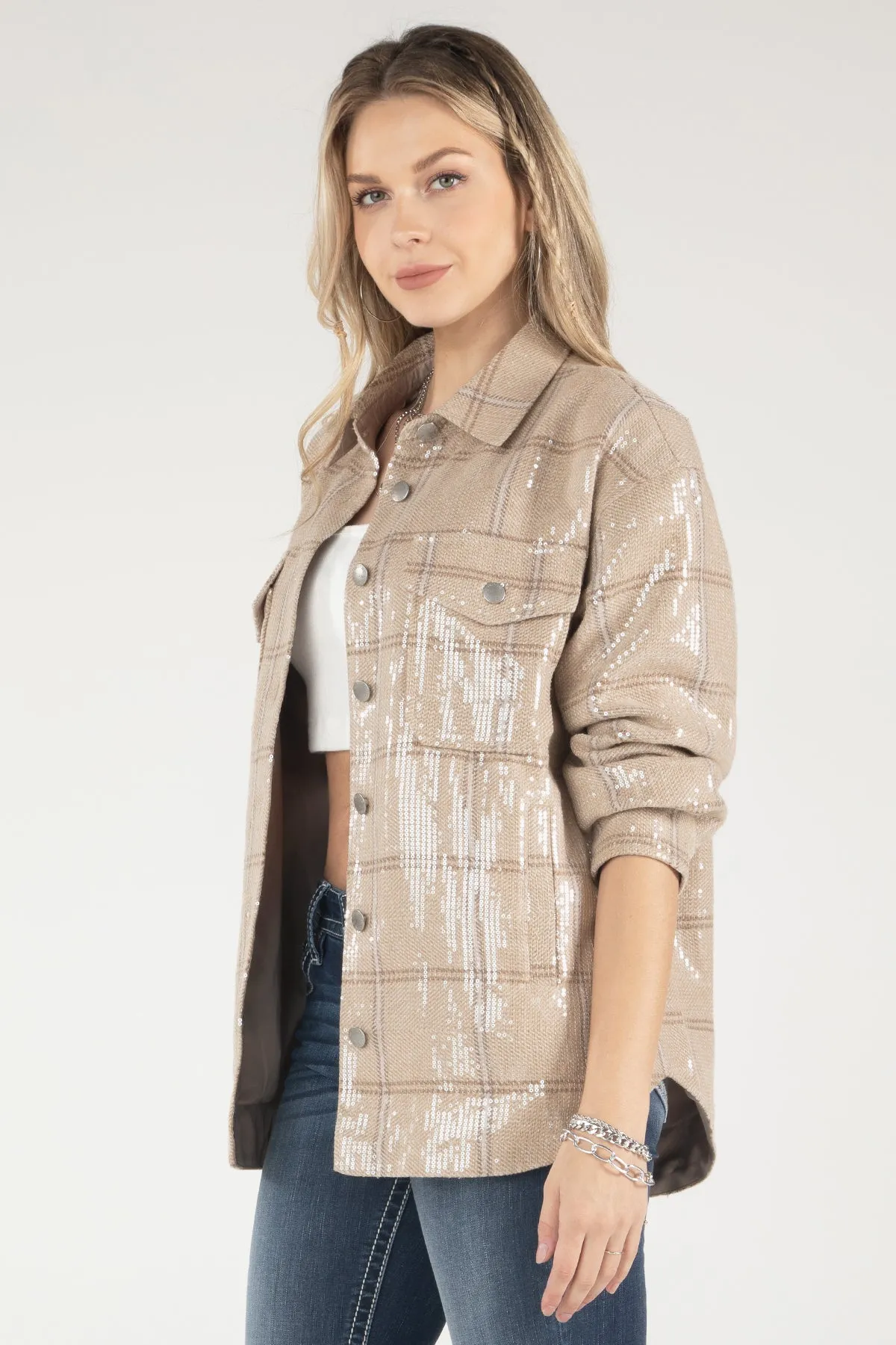 Sequin Plaid Shacket sold by Miss Me product image thumbnail 2