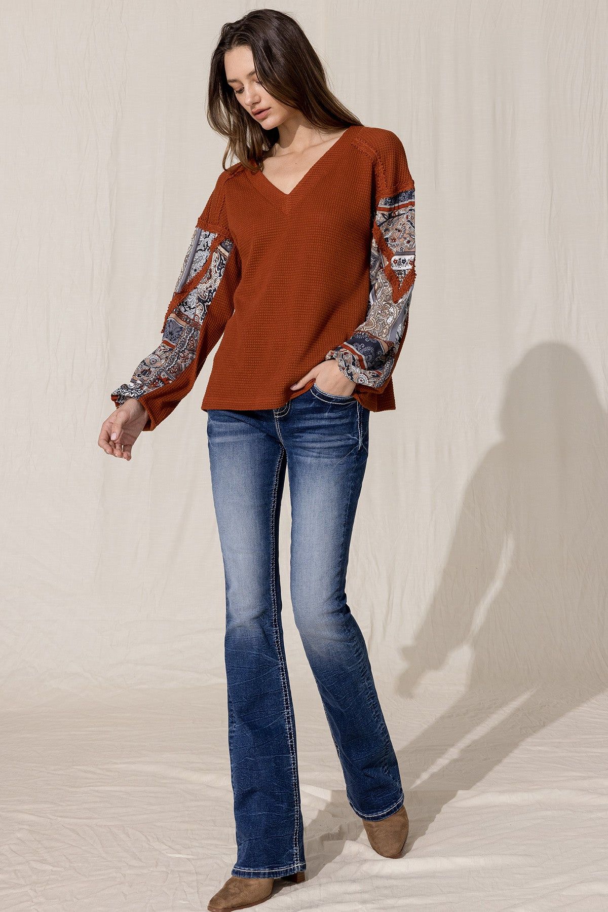 Paisley Sleeve Knit Top sold by Miss Me product image thumbnail 4