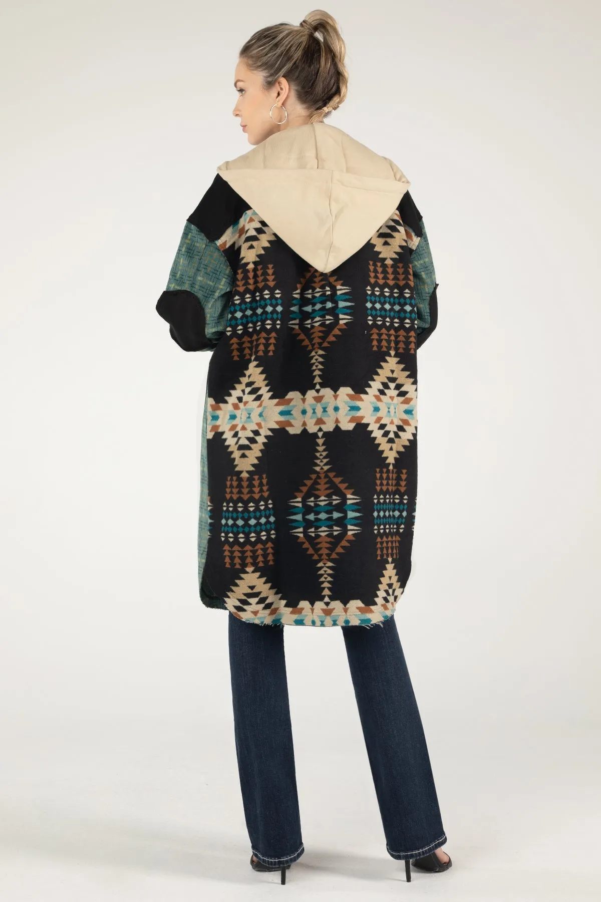 Long Plaid and Aztec Printed Jacket sold by Miss Me product image thumbnail 3