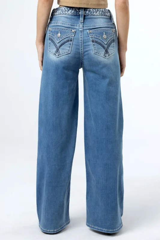 Braided Waist Wide Leg Jeans sold by Miss Me