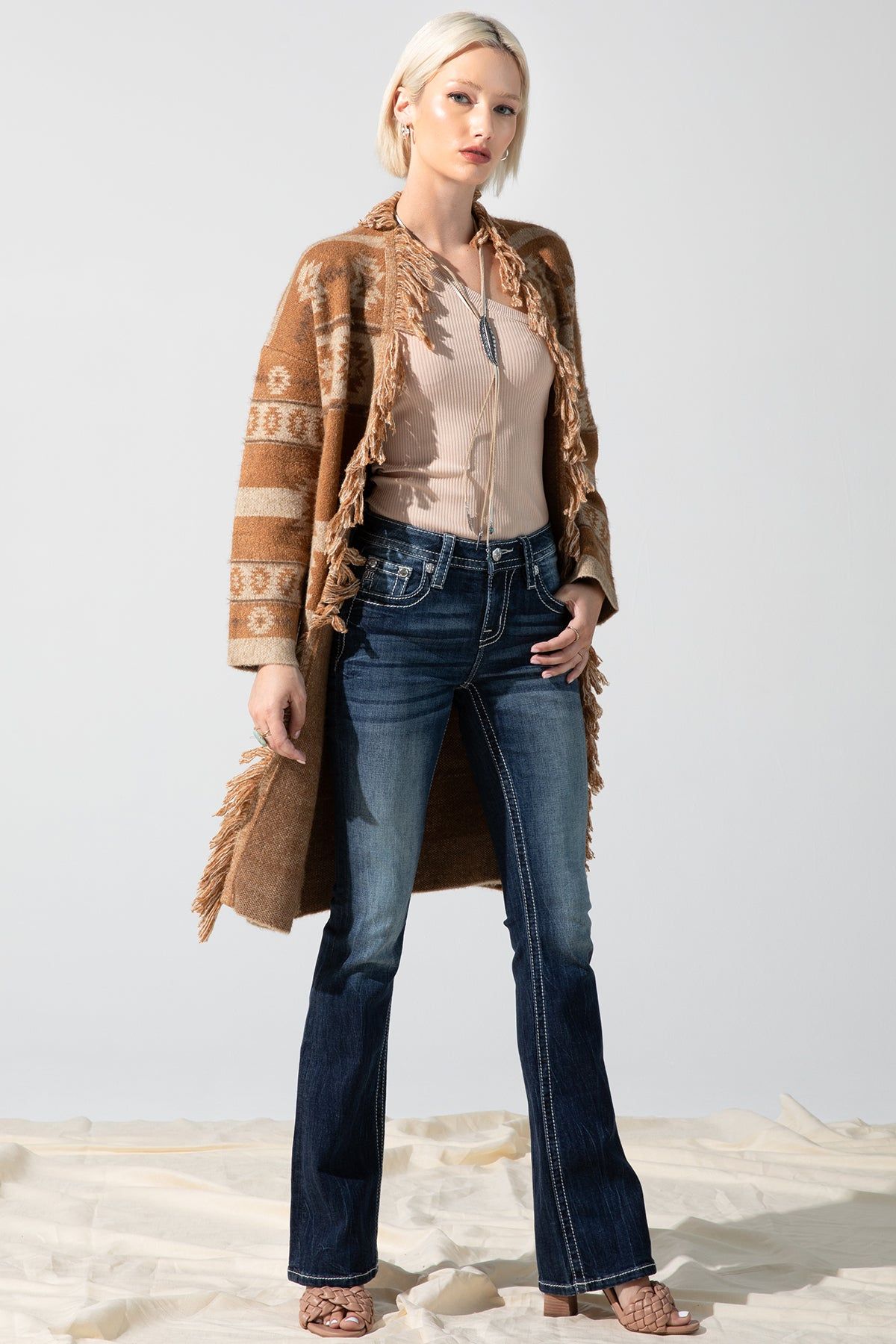 Camel Aztec Cardigan sold by Miss Me product image thumbnail 4