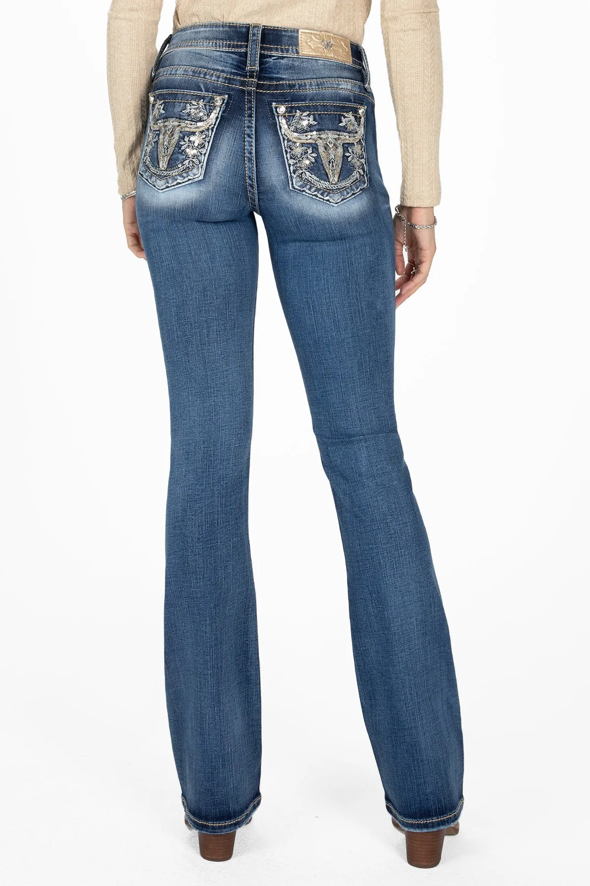 Floral Metallic Longhorn Bootcut Jeans sold by Miss Me