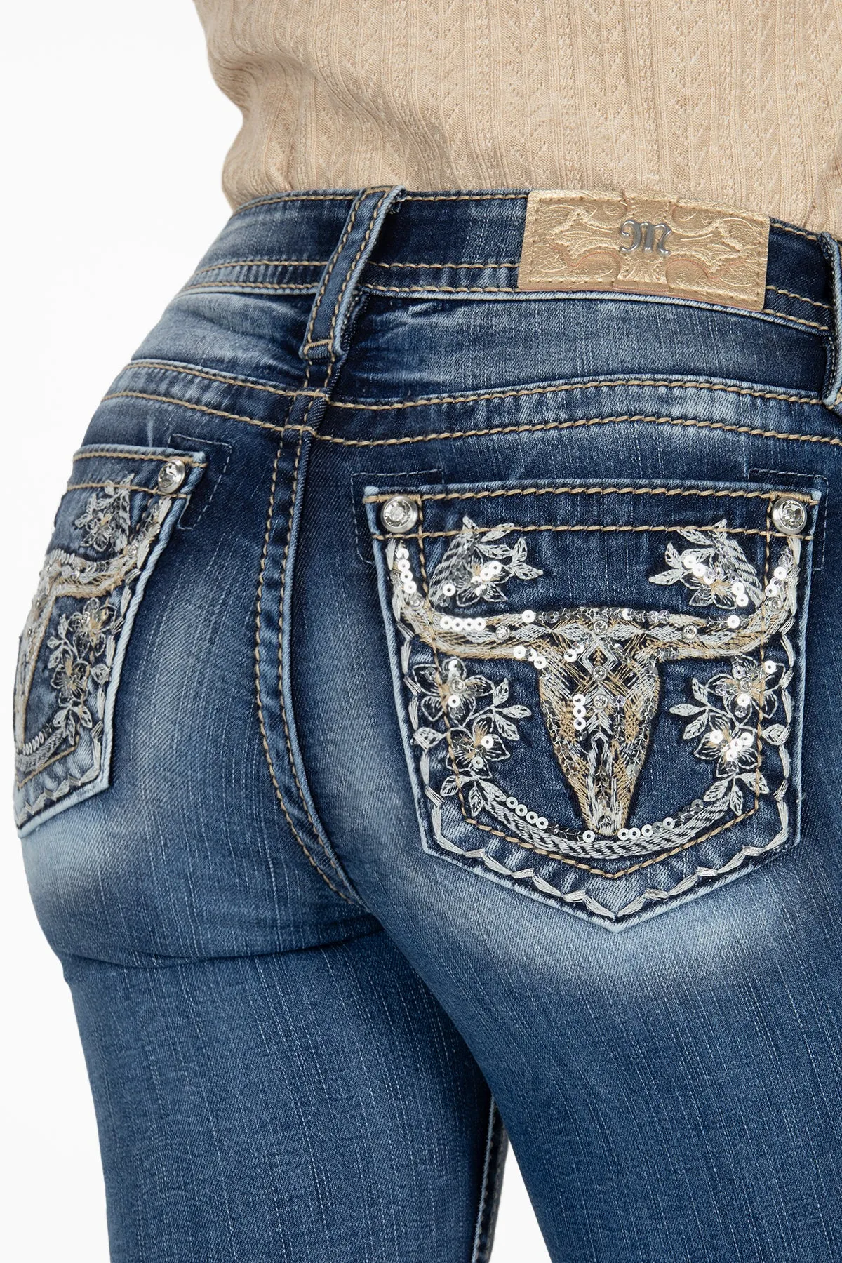 Floral Metallic Longhorn Bootcut Jeans sold by Miss Me product image thumbnail 4