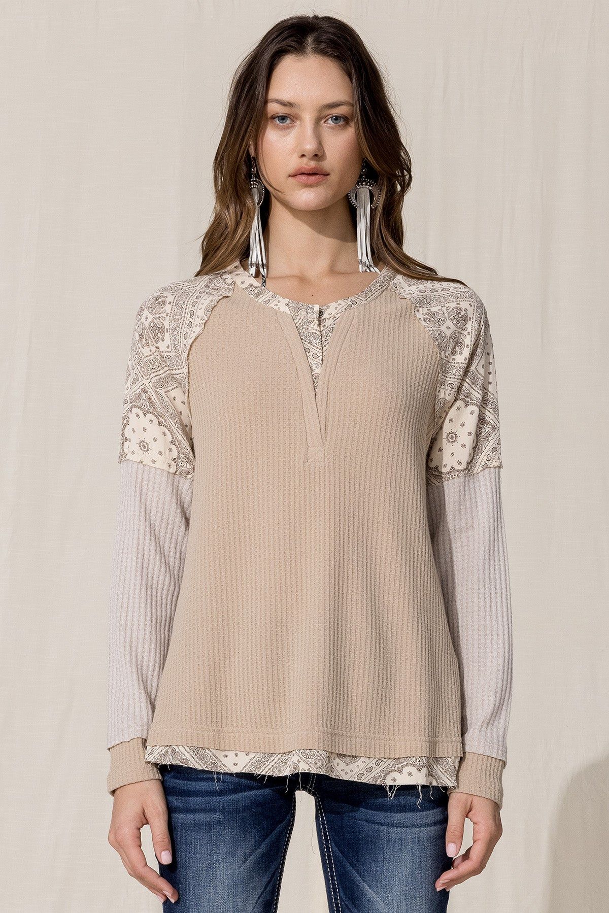 Paisley Printed Knit Top sold by Miss Me