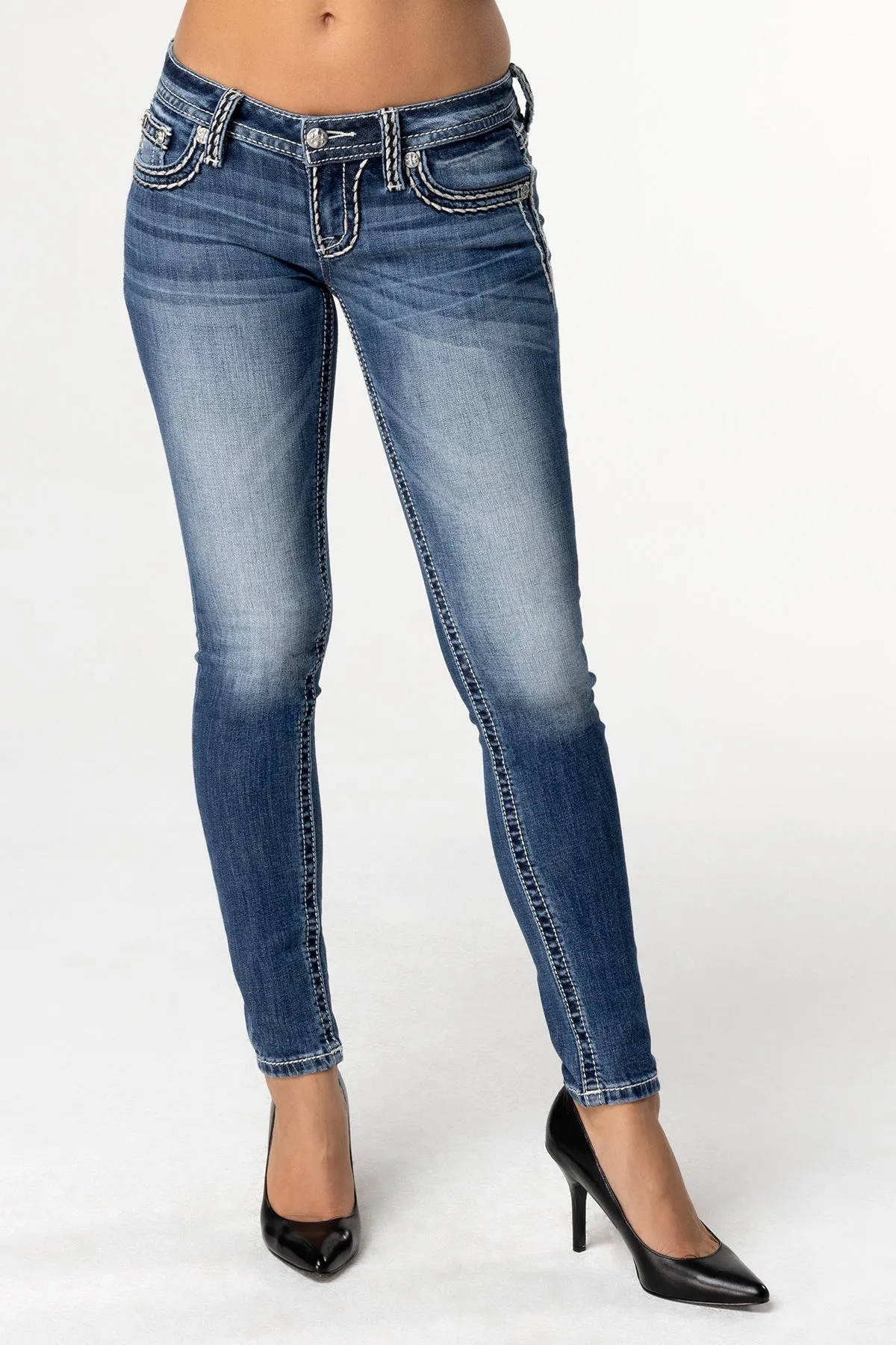 Cleo Stitched Skinny Jeans sold by Miss Me