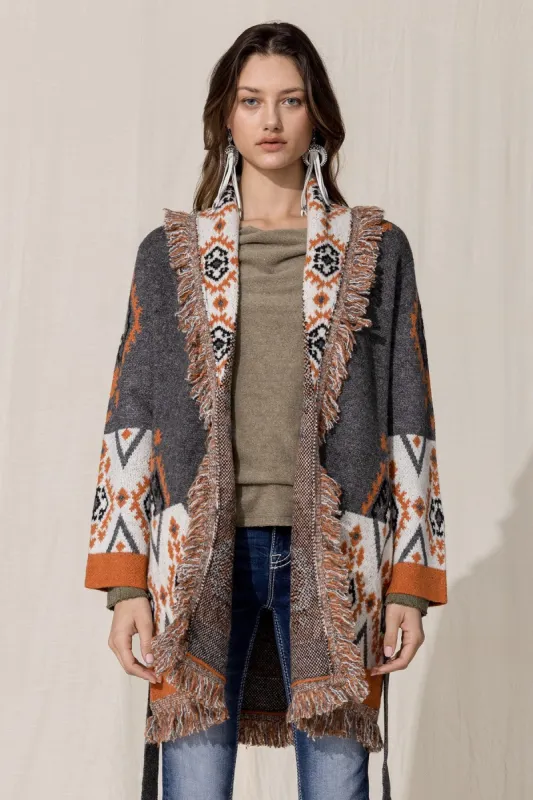 Aztec Fringe Cardigan sold by Miss Me