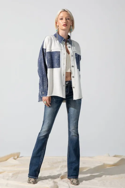 Paisley Contrasted Shacket sold by Miss Me