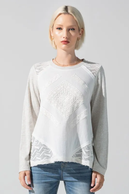 Long Sleeve Woven Top made by Miss Me