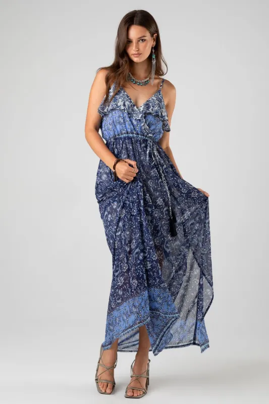 Ruffle Print Maxi Dress sold by Miss Me