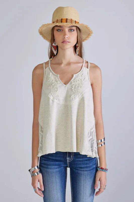 Embroidered Double Strap Top sold by Miss Me