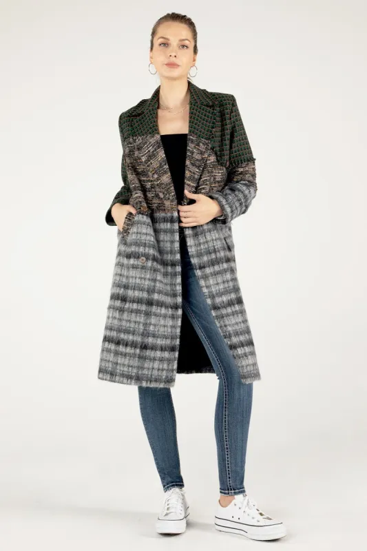 Mixed Media Long Coat sold by Miss Me
