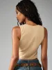 Ribbed Knit Button Front Corset Style Crop Tank Top sold by Missguided