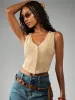 Ribbed Knit Button Front Corset Style Crop Tank Top sold by Missguided