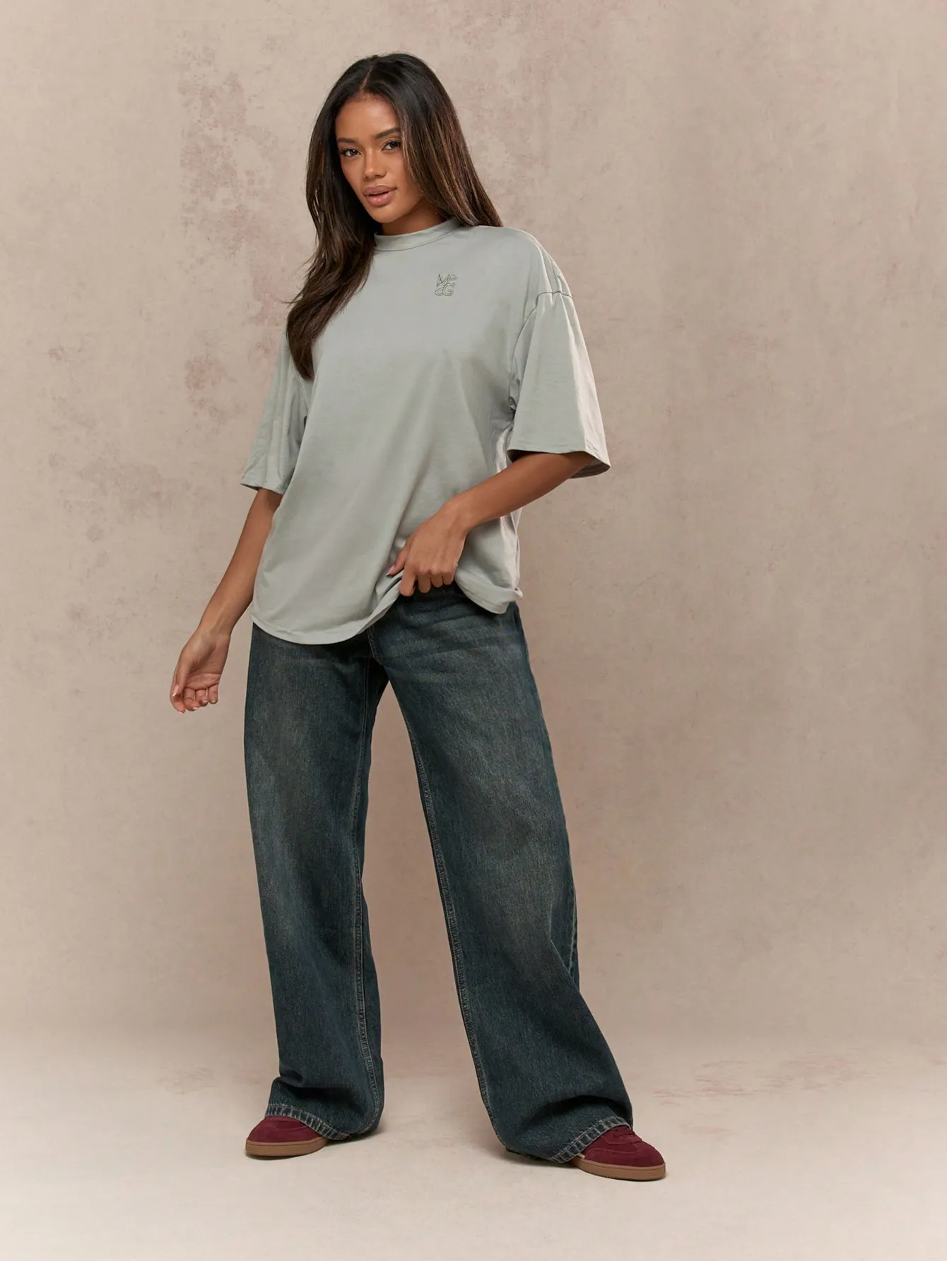 Street Embroidered Logo Drop Shoulder Oversized Crew Neck T-Shirt sold by Missguided product image thumbnail 4