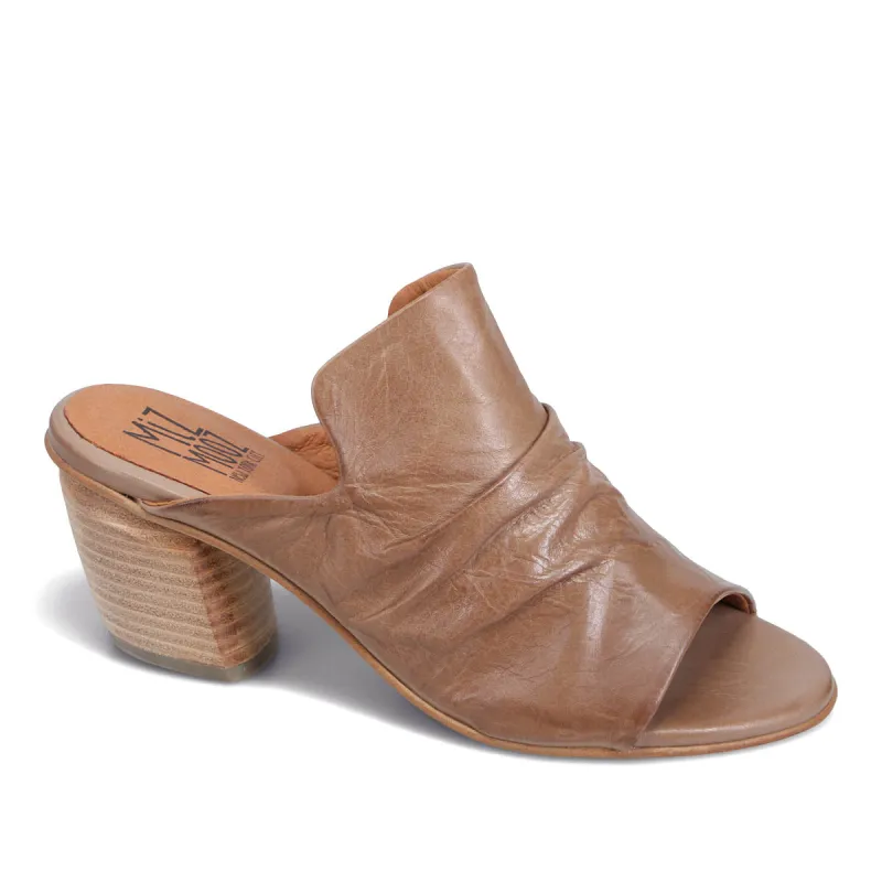 Amber Heeled Slide sold by Miz Mooz