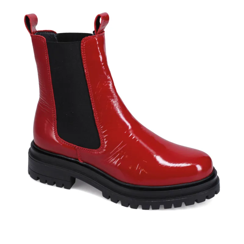 Lizette Patent Bootie sold by Miz Mooz