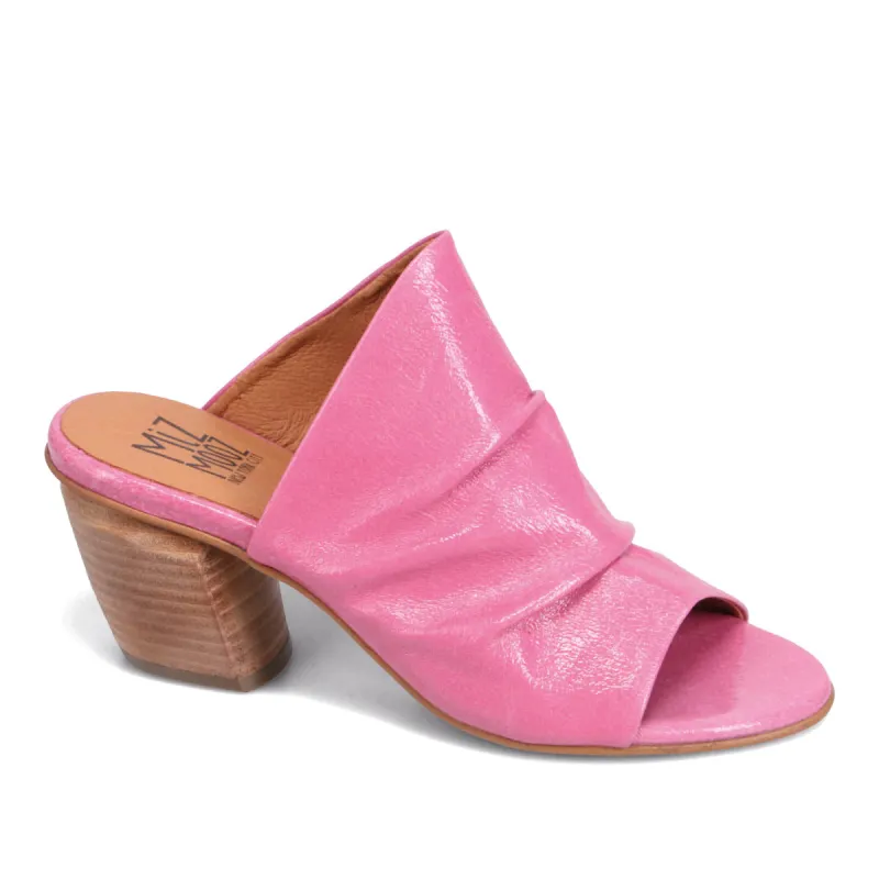 Ainsely Patent Heeled Slide sold by Miz Mooz
