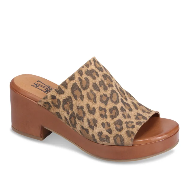 Gwen Leopard Heeled Slide made by Miz Mooz