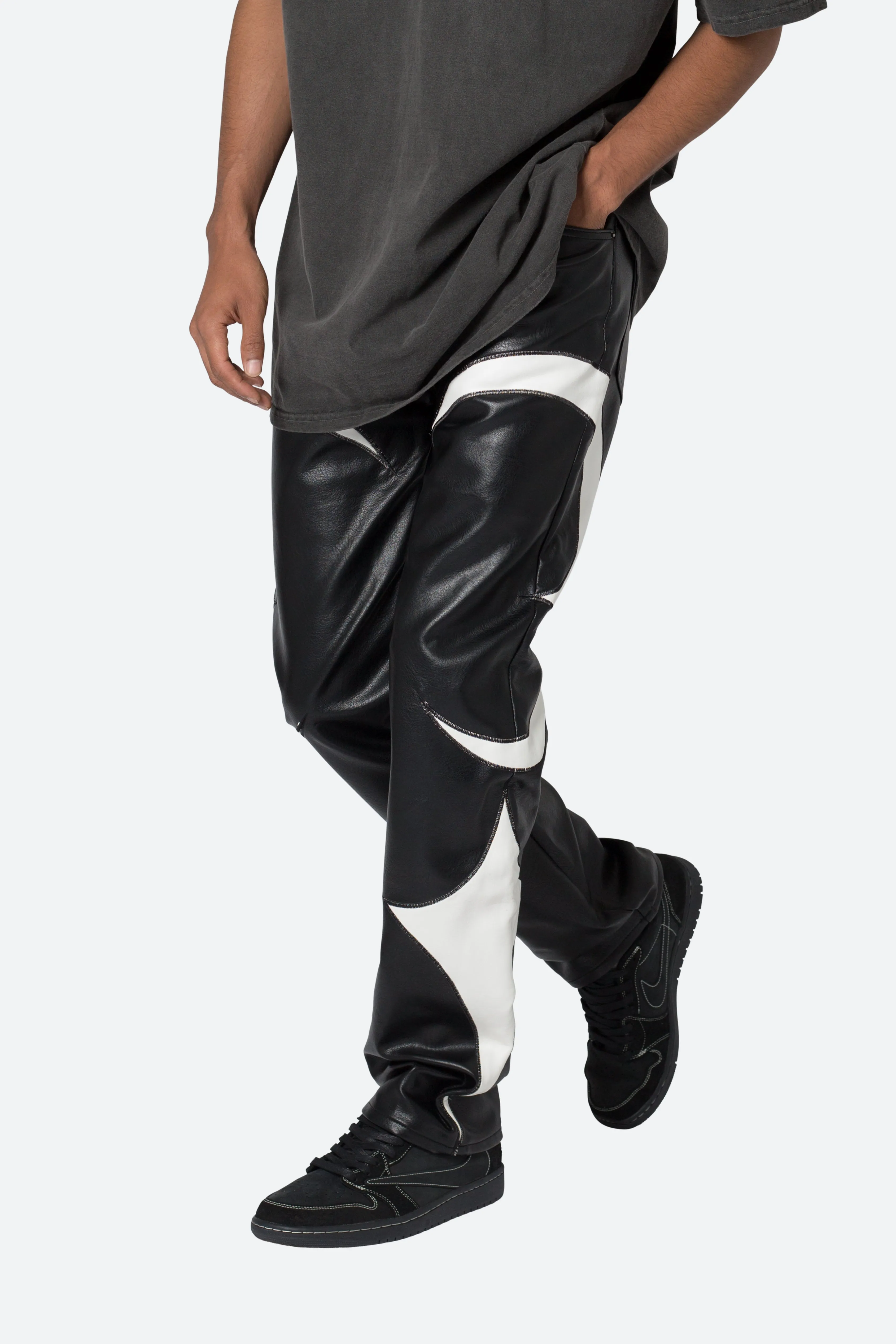 Tribal PU Pants - Black/White sold by MNML product image thumbnail 2