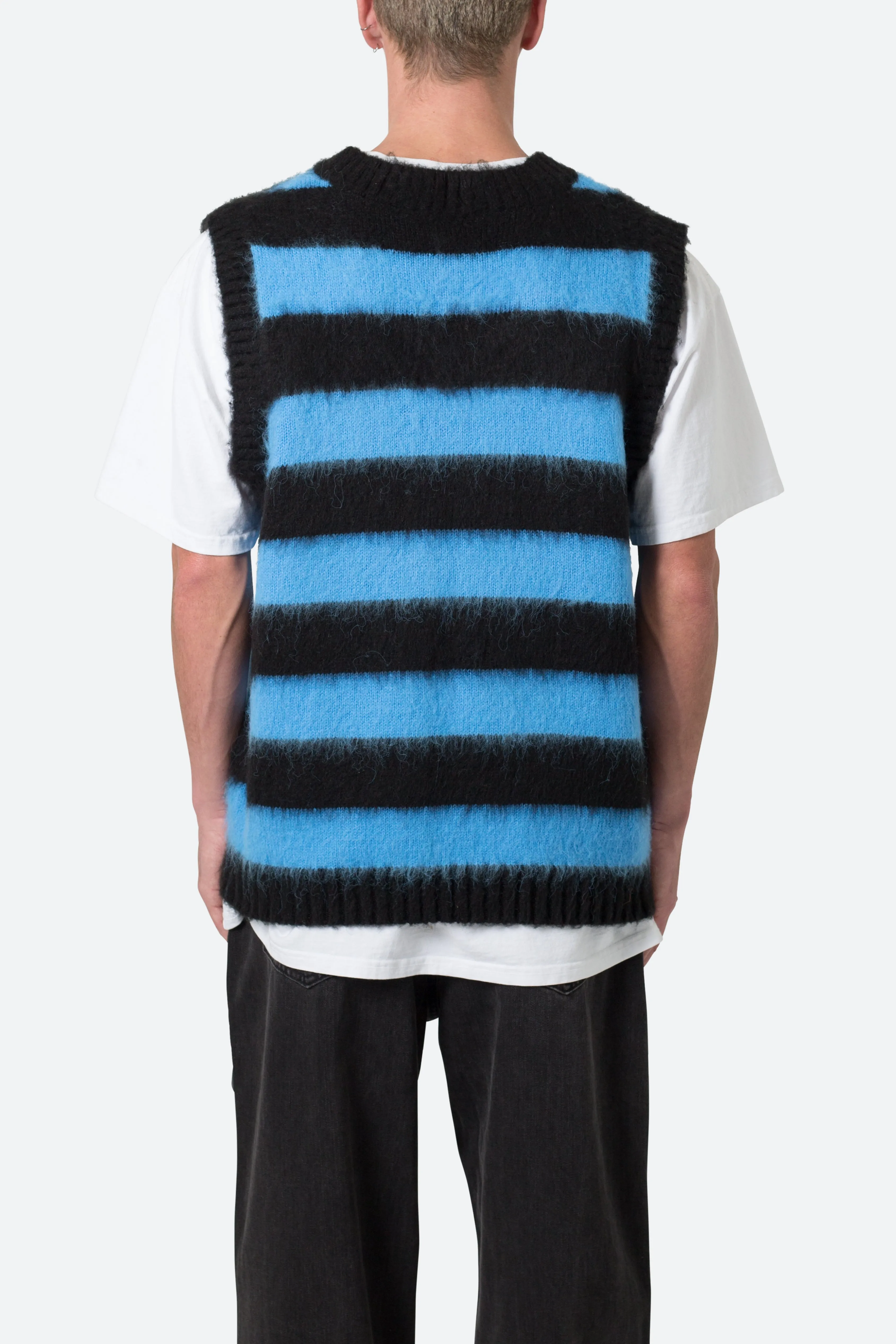 Striped Mohair Sweater Vest - Black/Blue sold by MNML product image thumbnail 5