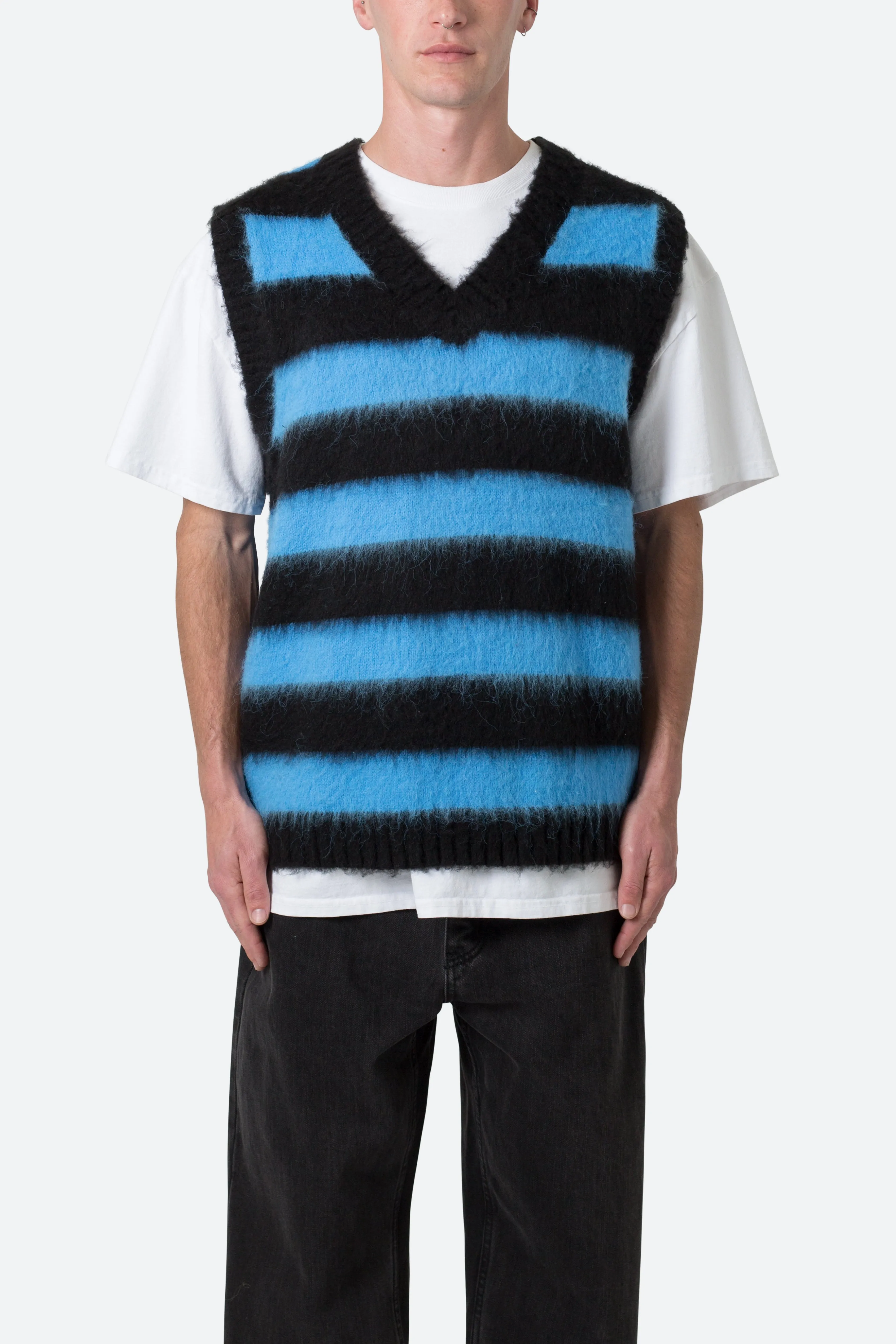 Striped Mohair Sweater Vest - Black/Blue sold by MNML product image thumbnail 2